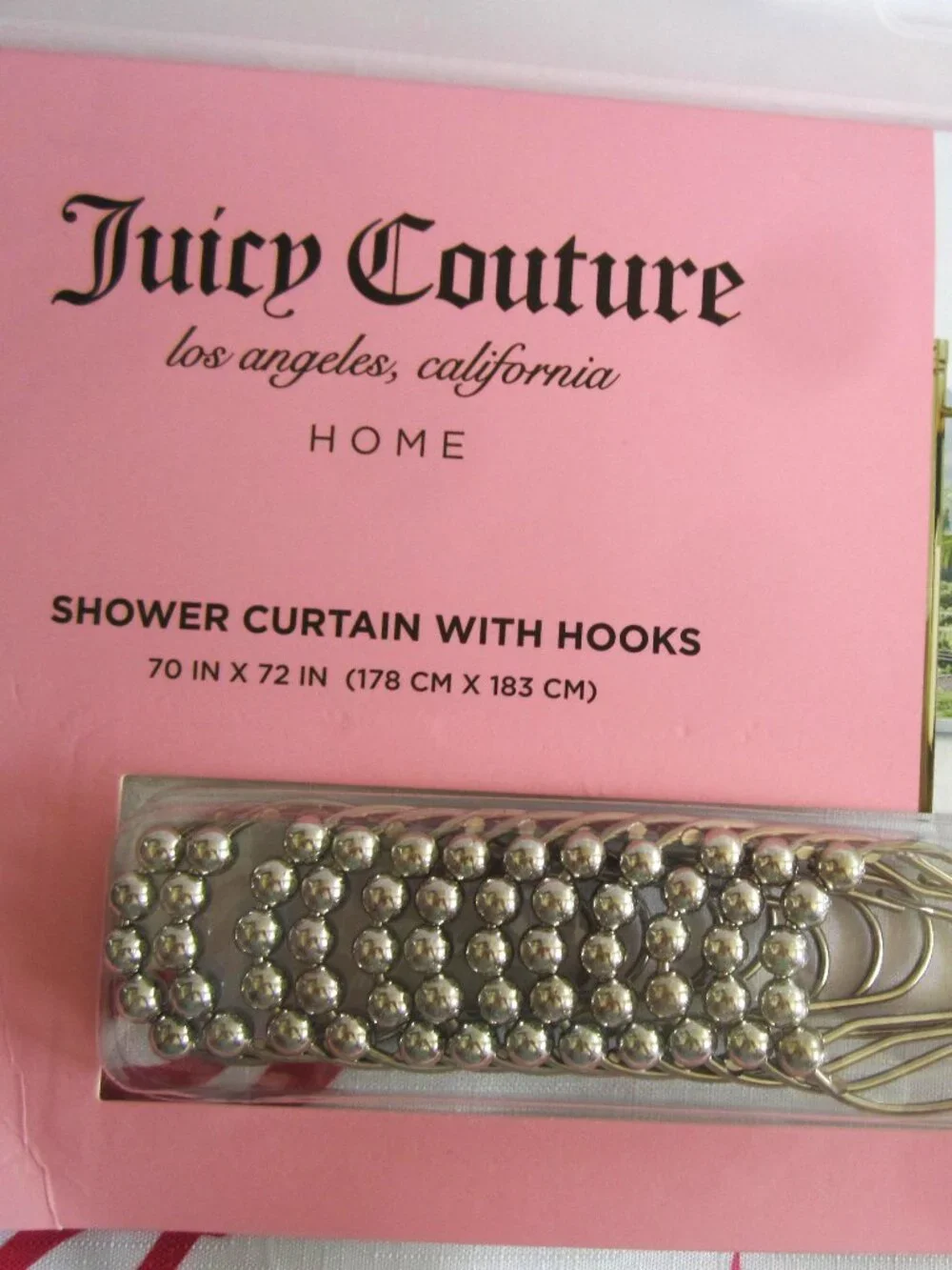 Juicy Couture Shower Curtain With Hooks Red Crown JC Home Bathroom Bath
